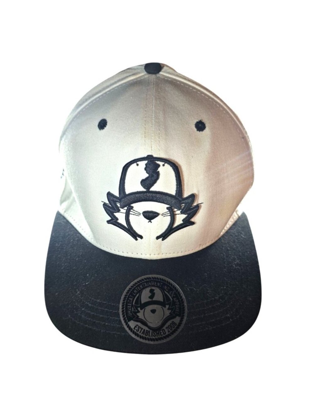 Jurzeecat Snapback Hat Beige Black Embroidered Logo Adjustable Athleisure street